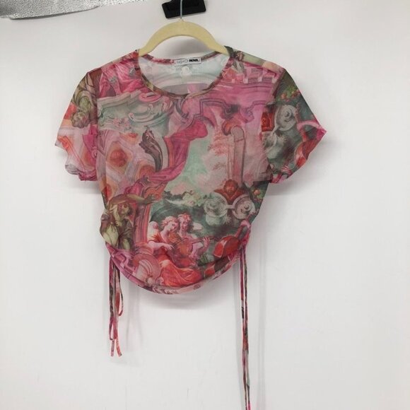 Fashion Nova Serenade me pink sheer crop top drawstring sides Small angels - Picture 15 of 16